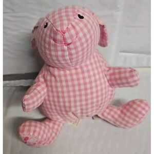 Mary Meyer 9" Pink Gingham Bunny Bean Bag Plush Stuffed Animal Floral Ears‎ Feet